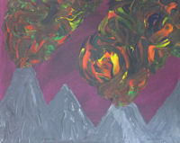 Original Painting by Carol Young - Erupting Volcanos