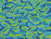 Original Painting by Carol Young - Abstract of Fish in Green Sea