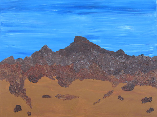 Original Painting Mountains Desert and Sky