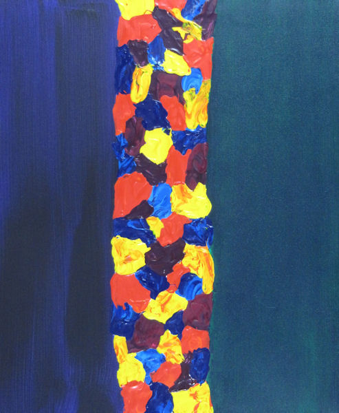 Original Painting - Multi-colored bright pole on dark background.