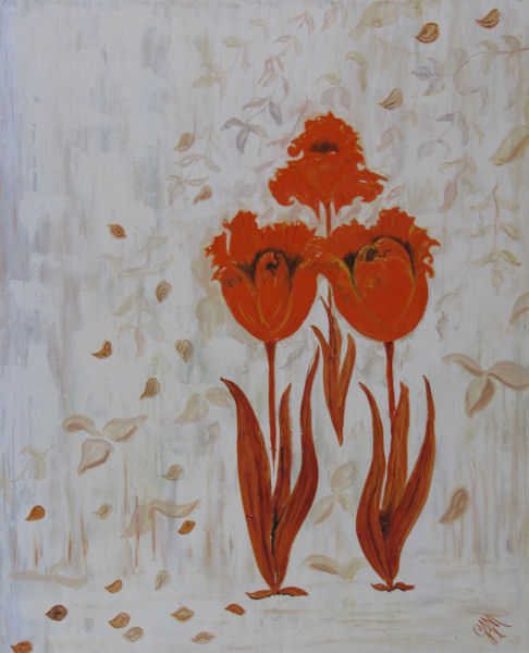 Original Oil Painting by Grace Moore - three orange tulips