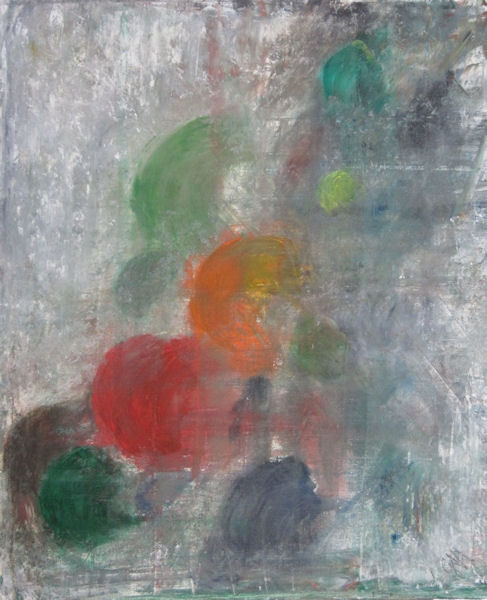 Original Oil Painting by Grace Moore - Abstract in orange green and gray