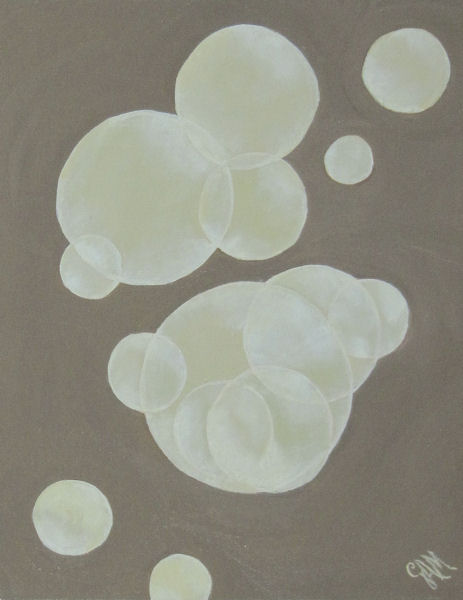 Original Oil Painting by Grace Moore - Clear Bubbles on a Tan Background
