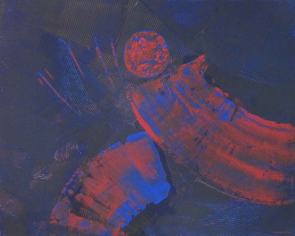 Original Painting by Carol Fincher - Abstract in Blue and Red