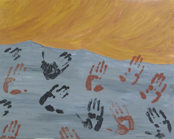 Original Painting by Carol Young - Abstract of Handprints