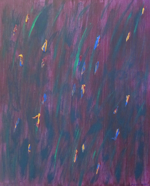 Original Painting by Carol Young - Abstract of Grasses in Purples
