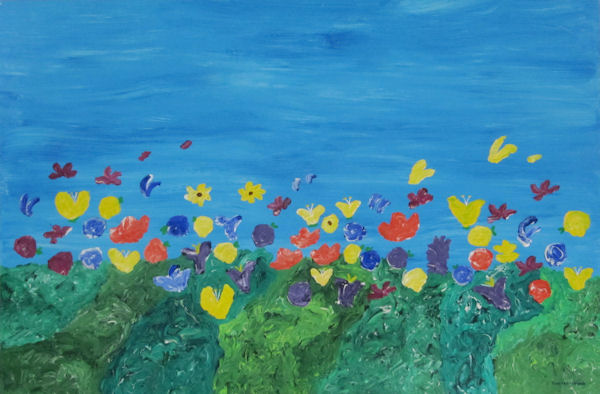 Original Painting by Carol Young - Abstract of flowers