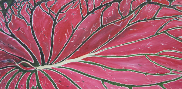 Original Oil of Coleus Leaf Tones of Pink and Cranberry
