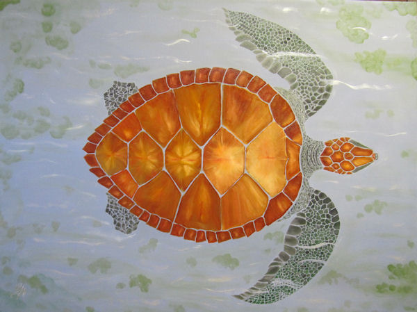 Large Golden Turtle Swimming by G.A. Moore