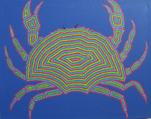 Crab on Blue in Aboriginal Dot Style by Fincher-Young