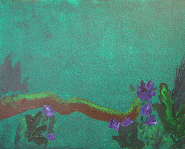 Purple Flowers on a Green Background by Fincher-Young
