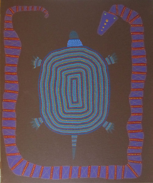 Turtle and Snake in Aboriginal Style by Fincher-Young