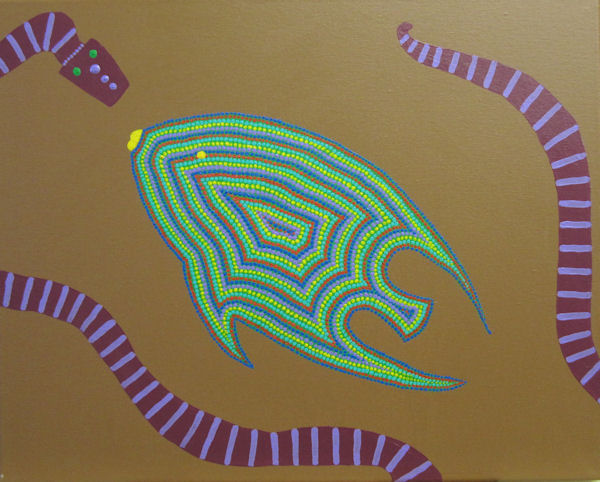 Bright Fish and Snake in Aboriginal Style by Fincher-Young