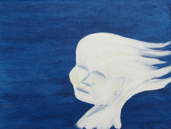 Ghostly White Woman on a Blue Background by G.A.Moore